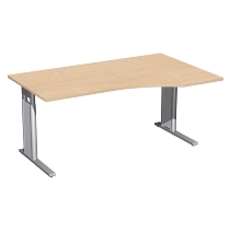 Geramöbel Schreibtisch 647311 C-Fuß PRO PC rechts höhenverstellbar 68-82cm (BxT) 160x100cm Nussbaum/Silber