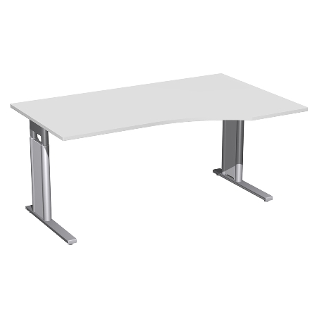 Geramöbel Schreibtisch 647311 C-Fuß PRO PC rechts höhenverstellbar 68-82cm (BxT) 160x100cm Nussbaum/Silber