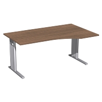 Geramöbel Schreibtisch 647311 C-Fuß PRO PC rechts höhenverstellbar 68-82cm (BxT) 160x100cm Nussbaum/Silber