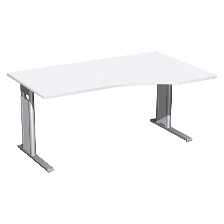 Geramöbel Schreibtisch 647311 C-Fuß PRO PC rechts höhenverstellbar 68-82cm (BxT) 160x100cm Nussbaum/Silber