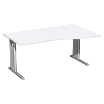 Geramöbel Schreibtisch 647311 C-Fuß PRO PC rechts höhenverstellbar 68-82cm (BxT) 160x100cm Nussbaum/Silber