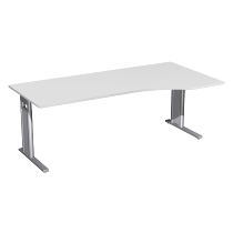 Geramöbel Schreibtisch 647311 C-Fuß PRO PC rechts höhenverstellbar 68-82cm (BxT) 160x100cm Nussbaum/Silber