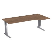 Geramöbel Schreibtisch 647311 C-Fuß PRO PC rechts höhenverstellbar 68-82cm (BxT) 160x100cm Nussbaum/Silber