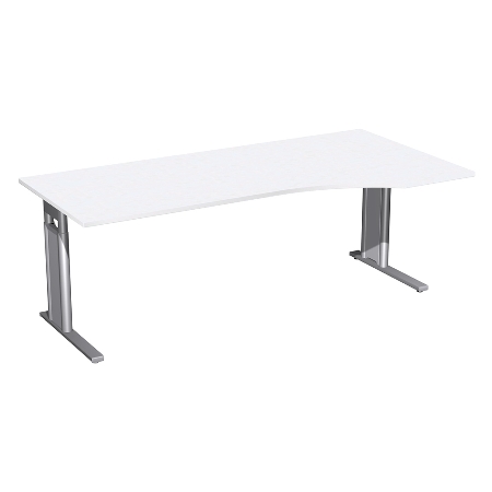 Geramöbel Schreibtisch 647311 C-Fuß PRO PC rechts höhenverstellbar 68-82cm (BxT) 160x100cm Nussbaum/Silber