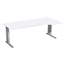 Geramöbel Schreibtisch 647311 C-Fuß PRO PC rechts höhenverstellbar 68-82cm (BxT) 160x100cm Nussbaum/Silber