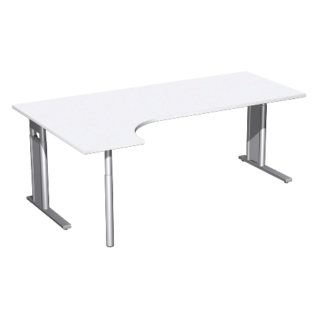 Geramöbel Schreibtisch 647324 C-Fuß PRO PC links höhenverstellbar 68-82cm (BxT) 180x120cm Onyx/Silber