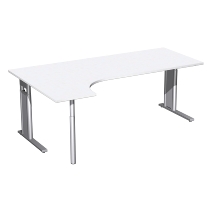 Geramöbel Schreibtisch 647324 C-Fuß PRO PC links höhenverstellbar 68-82cm (BxT) 180x120cm Onyx/Silber
