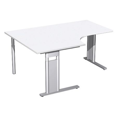 Geramöbel Schreibtisch 647310 C-Fuß PRO PC links höhenverstellbar 68-82cm (BxT) 180x120/80cm Nussbaum/Silber