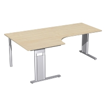 Geramöbel Schreibtisch 647310 C-Fuß PRO PC links höhenverstellbar 68-82cm (BxT) 180x120/80cm Nussbaum/Silber