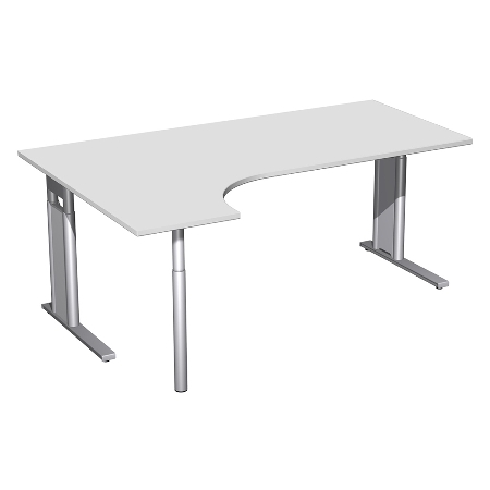 Geramöbel Schreibtisch 647324 C-Fuß PRO PC links höhenverstellbar 68-82cm (BxT) 180x120cm Onyx/Silber
