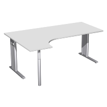 Geramöbel Schreibtisch 647324 C-Fuß PRO PC links höhenverstellbar 68-82cm (BxT) 180x120cm Onyx/Silber