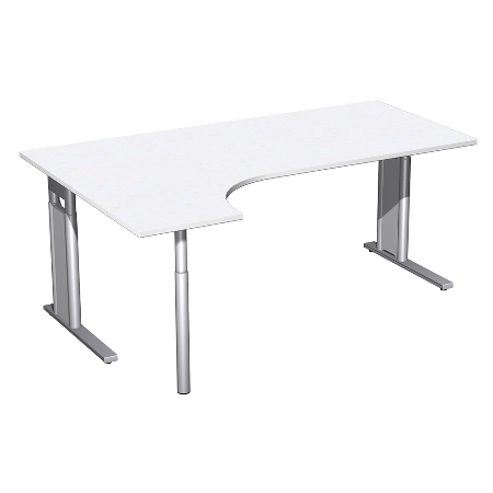 Geramöbel Schreibtisch 647324 C-Fuß PRO PC links höhenverstellbar 68-82cm (BxT) 180x120cm Onyx/Silber