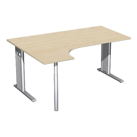 Geramöbel Schreibtisch 648324 C-Fuß PRO PC links feste Höhe (BxTxH) 180x120x72 Buche/Silber