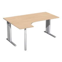 Geramöbel Schreibtisch 648324 C-Fuß PRO PC links feste Höhe (BxTxH) 180x120x72 Buche/Silber
