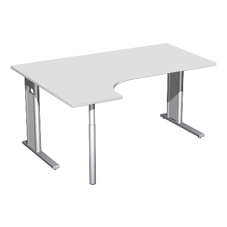 Geramöbel Schreibtisch 648324 C-Fuß PRO PC links feste Höhe (BxTxH) 180x120x72 Buche/Silber
