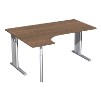Geramöbel Schreibtisch 648324 C-Fuß PRO PC links feste Höhe (BxTxH) 180x120x72 Buche/Silber