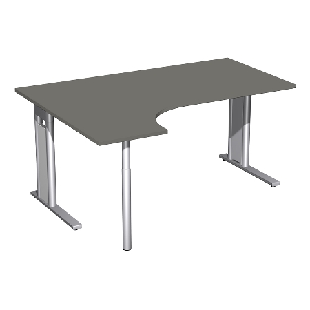 Geramöbel Schreibtisch 648324 C-Fuß PRO PC links feste Höhe (BxTxH) 180x120x72 Buche/Silber