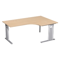 Geramöbel Eckschreibtisch 648319 C-Fuß PRO PC rechts feste Höhe (BxTxH) 160x120/80x72 Nussbaum/Silber