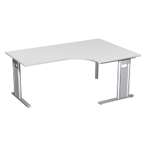 Geramöbel Eckschreibtisch 648319 C-Fuß PRO PC rechts feste Höhe (BxTxH) 160x120/80x72 Nussbaum/Silber