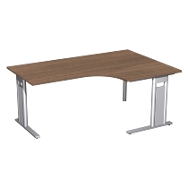 Geramöbel Eckschreibtisch 648319 C-Fuß PRO PC rechts feste Höhe (BxTxH) 160x120/80x72 Nussbaum/Silber