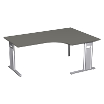 Geramöbel Eckschreibtisch 648319 C-Fuß PRO PC rechts feste Höhe (BxTxH) 160x120/80x72 Nussbaum/Silber