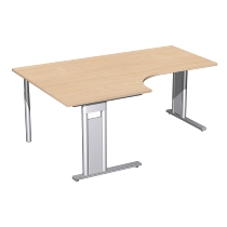 Geramöbel Schreibtisch 648320 C-Fuß PRO PC links feste Höhe (BxTxH) 160x120/80x72 Weiß/Silber