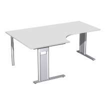 Geramöbel Schreibtisch 648320 C-Fuß PRO PC links feste Höhe (BxTxH) 160x120/80x72 Weiß/Silber