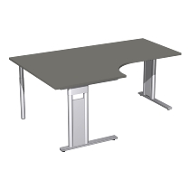 Geramöbel Schreibtisch 648320 C-Fuß PRO PC links feste Höhe (BxTxH) 160x120/80x72 Weiß/Silber