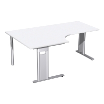 Geramöbel Schreibtisch 648320 C-Fuß PRO PC links feste Höhe (BxTxH) 160x120/80x72 Weiß/Silber