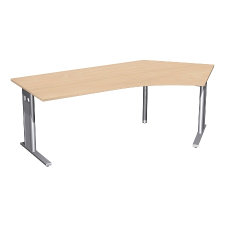 Geramöbel Schreibtisch 648316 C-Fuß PRO Winkel 135° rechts feste Höhe (BxTxH) 216,6x113x72 Weiß/Silber