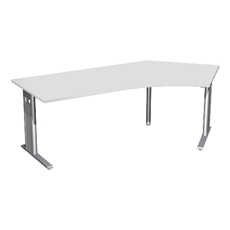 Geramöbel Schreibtisch 648316 C-Fuß PRO Winkel 135° rechts feste Höhe (BxTxH) 216,6x113x72 Weiß/Silber