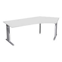 Geramöbel Schreibtisch 648316 C-Fuß PRO Winkel 135° rechts feste Höhe (BxTxH) 216,6x113x72 Weiß/Silber