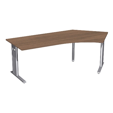 Geramöbel Schreibtisch 648316 C-Fuß PRO Winkel 135° rechts feste Höhe (BxTxH) 216,6x113x72 Weiß/Silber