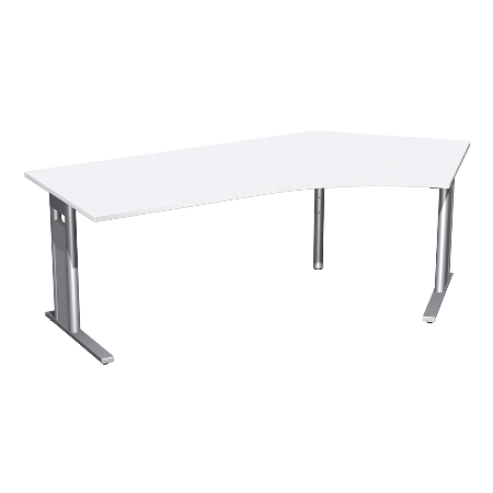 Geramöbel Schreibtisch 648316 C-Fuß PRO Winkel 135° rechts feste Höhe (BxTxH) 216,6x113x72 Weiß/Silber