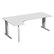 Geramöbel Schreibtisch 648324 C-Fuß PRO PC links feste Höhe (BxTxH) 180x120x72 Buche/Silber