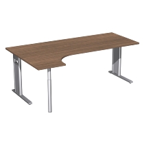 Geramöbel Schreibtisch 648324 C-Fuß PRO PC links feste Höhe (BxTxH) 180x120x72 Buche/Silber