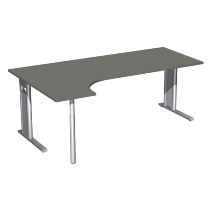 Geramöbel Schreibtisch 648324 C-Fuß PRO PC links feste Höhe (BxTxH) 180x120x72 Buche/Silber
