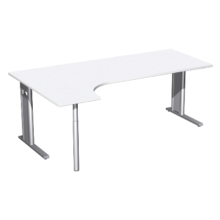Geramöbel Schreibtisch 648324 C-Fuß PRO PC links feste Höhe (BxTxH) 180x120x72 Buche/Silber