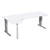 Geramöbel Schreibtisch 648324 C-Fuß PRO PC links feste Höhe (BxTxH) 180x120x72 Buche/Silber
