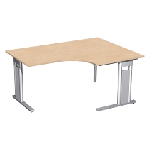 Geramöbel Eckschreibtisch 648319 C-Fuß PRO PC rechts feste Höhe (BxTxH) 160x120/80x72 Nussbaum/Silber