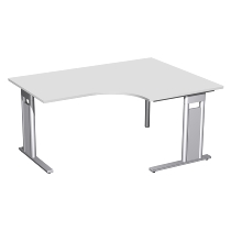 Geramöbel Eckschreibtisch 648319 C-Fuß PRO PC rechts feste Höhe (BxTxH) 160x120/80x72 Nussbaum/Silber