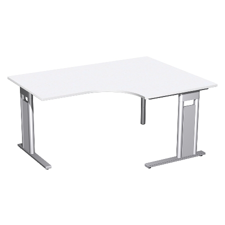 Geramöbel Eckschreibtisch 648319 C-Fuß PRO PC rechts feste Höhe (BxTxH) 160x120/80x72 Nussbaum/Silber