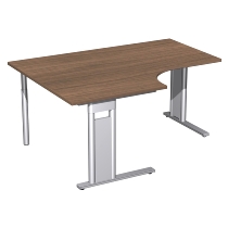 Geramöbel Schreibtisch 648320 C-Fuß PRO PC links feste Höhe (BxTxH) 160x120/80x72 Weiß/Silber
