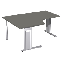 Geramöbel Schreibtisch 648320 C-Fuß PRO PC links feste Höhe (BxTxH) 160x120/80x72 Weiß/Silber