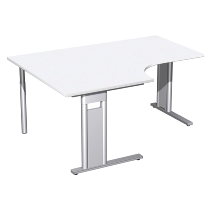 Geramöbel Schreibtisch 648320 C-Fuß PRO PC links feste Höhe (BxTxH) 160x120/80x72 Weiß/Silber