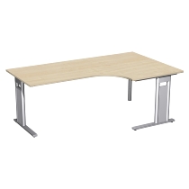 Geramöbel Eckschreibtisch 648319 C-Fuß PRO PC rechts feste Höhe (BxTxH) 160x120/80x72 Nussbaum/Silber