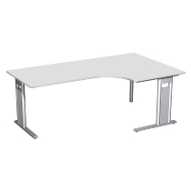 Geramöbel Eckschreibtisch 648319 C-Fuß PRO PC rechts feste Höhe (BxTxH) 160x120/80x72 Nussbaum/Silber