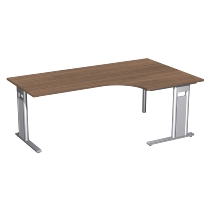 Geramöbel Eckschreibtisch 648319 C-Fuß PRO PC rechts feste Höhe (BxTxH) 160x120/80x72 Nussbaum/Silber