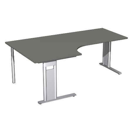 Geramöbel Schreibtisch 648320 C-Fuß PRO PC links feste Höhe (BxTxH) 160x120/80x72 Weiß/Silber