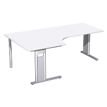 Geramöbel Schreibtisch 648320 C-Fuß PRO PC links feste Höhe (BxTxH) 160x120/80x72 Weiß/Silber